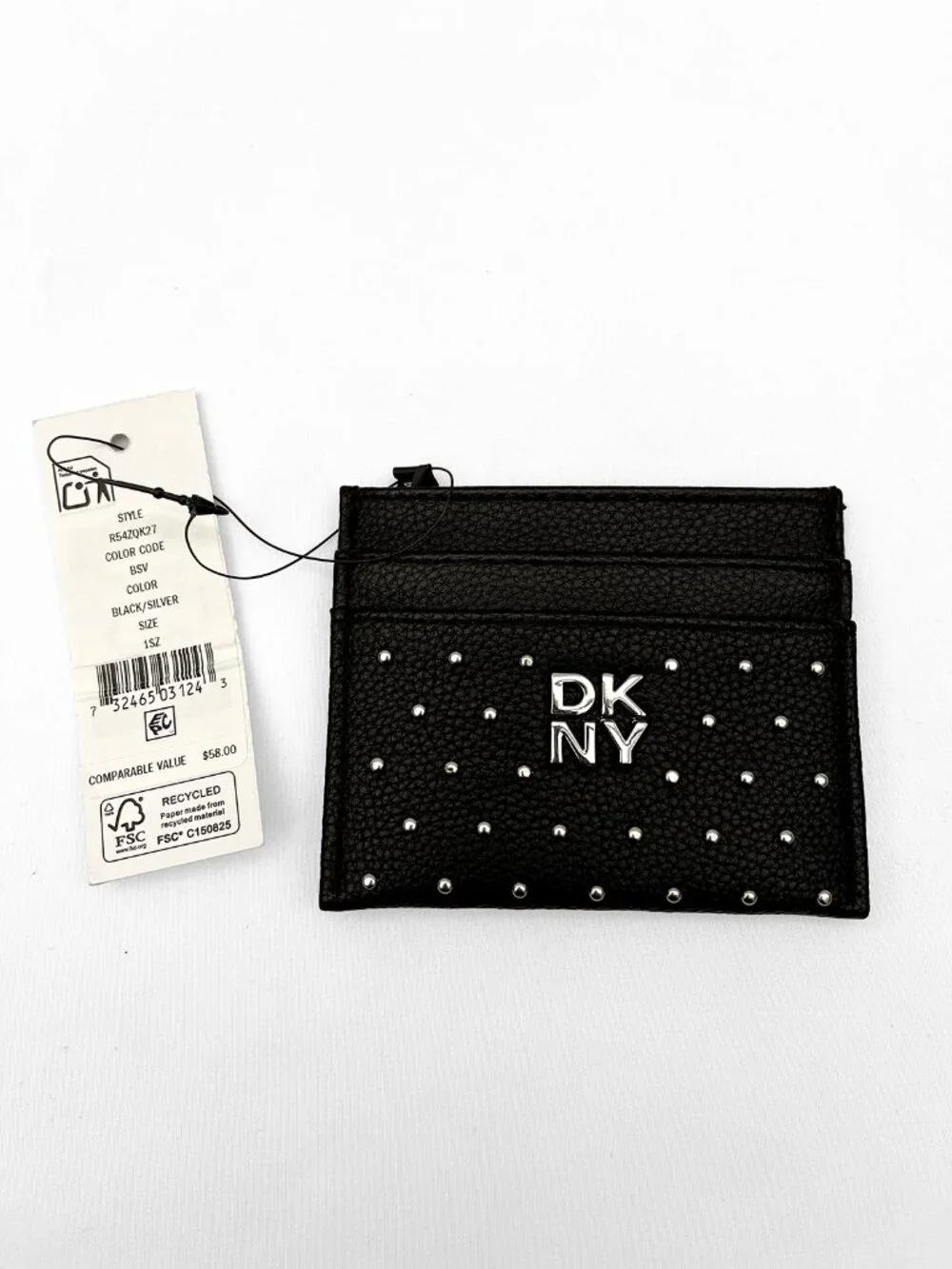 DKNY Jenny Studded Card Holder Black – Slim Wallet – New With Tags